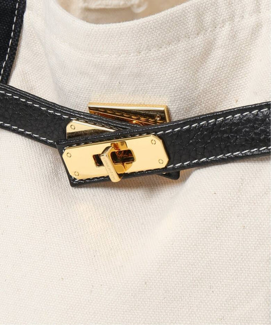 Black & Beige Lux Boat Tote